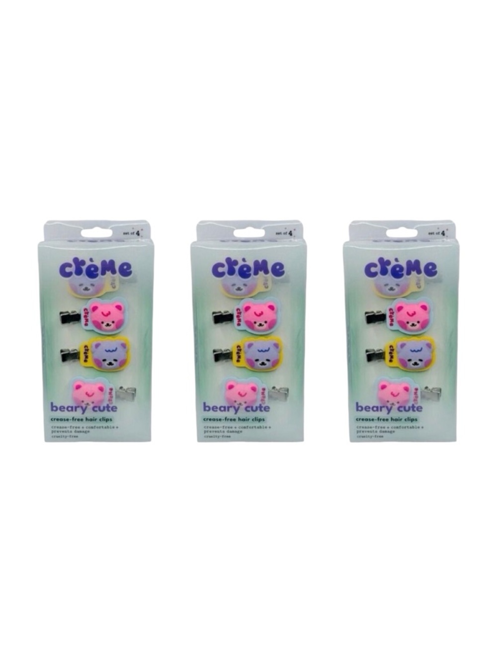 The Crème Shop Crème Beary Cute Crease-Free Hair Clips - 3 Sets